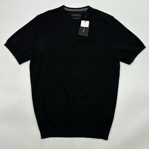 Porter and Ash Size Medium Black Viscose Blend Short Sleeve Pullover Sweater Top